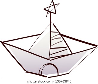 Ilustración vectorial de un barco de papel