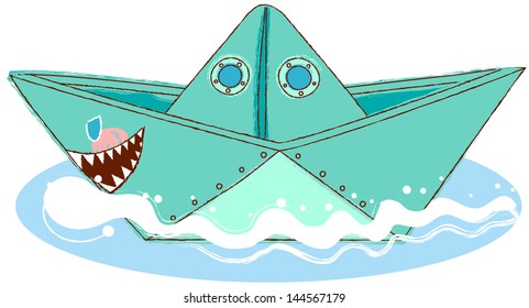 Vector illustration of a paper boat