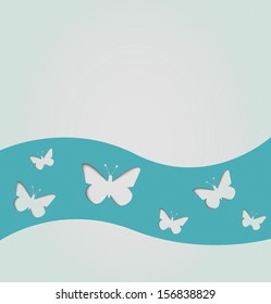 vector illustration of paper border decorated  with butterflies