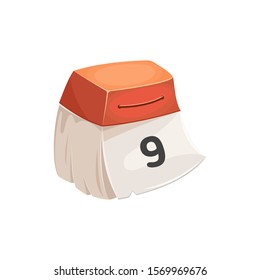 vector illustration paper calendar with number 9