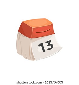 Vector illustration paper calendar with number