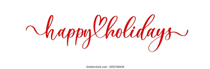 Vector illustration of paper cards with Happy Holidays lettering and ornamental elements. Christmas calligraphy