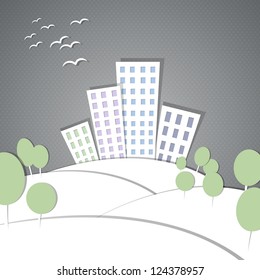 Vector Illustration of a Paper City
