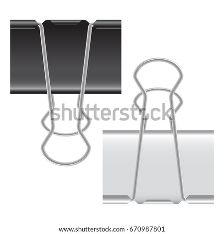 Vector illustration of a paper clip in black and white color