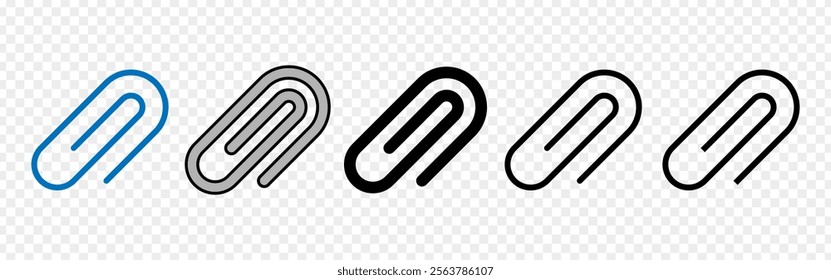 Vector illustration of Paper clip icon set isolated on transparent background