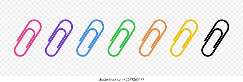 Vector illustration of Paper clip icon set isolated on transparent background