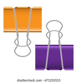 Vector illustration of a paper clip in orange and purple color
