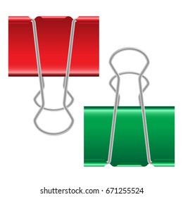 Vector illustration of a paper clip in red and green