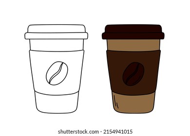 Vector illustration of paper coffee cups to take away isolated on a white background.