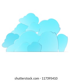 Vector illustration of paper crafted clouds stack in to paper pocket
