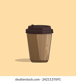 Vector illustration of paper cup hot coffee 