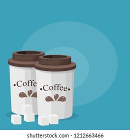 vector illustration with paper cups of coffee