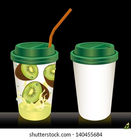 Vector illustration  paper cups with tubes.