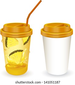 Vector illustration paper cups with tubes.