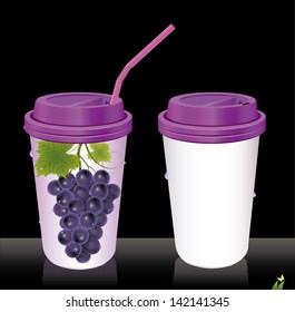 Vector illustration paper cups with tubes.grapefruit