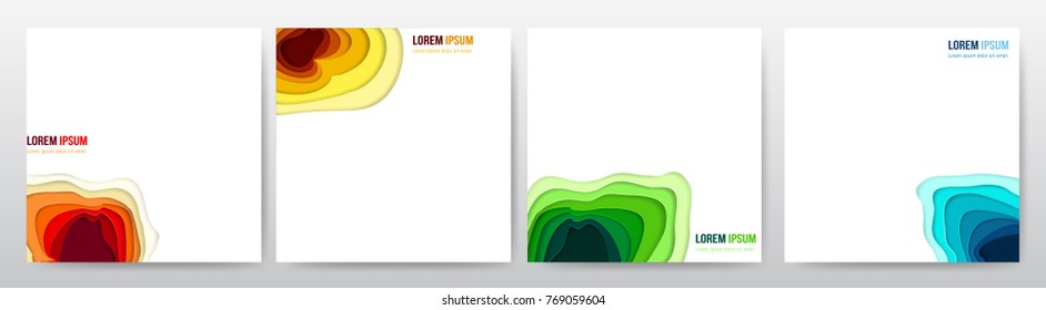 Vector Illustration. Paper cut abstract wave background. Paper art carving