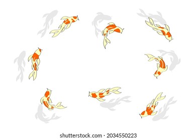 Vector illustration Paper cut. Beautiful japanese Koi fish wimming on water in trendy craft style. 