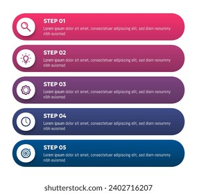 Vector illustration paper cut note infographic template with 5 options or step icons.