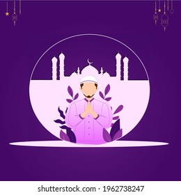 Cartel de corte de vectores o papel de ilustración y pancarta eid fitr mubarak. 