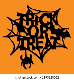 A vector illustration of a paper cut silhouette trick of treat spider web decoration.