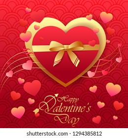 vector illustration of paper cut style Happy Valentine's Day greetings background