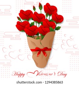 vector illustration of paper cut style Happy Valentine's Day greetings background