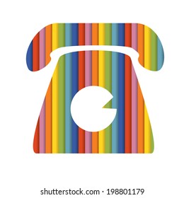 Vector illustration of a paper cut style symbol - Old Telephone