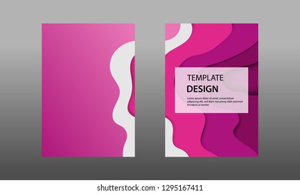 Vector illustration paper cut topographic style in elegant gradation purple and white color, wave layering. Suitable for Book cover, annual report, flyer, poster, brochure, background, banner