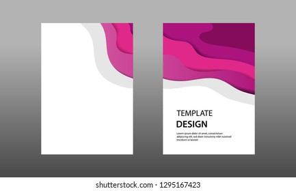 Vector illustration paper cut topographic style in elegant gradation purple and white color, wave layering. Suitable for Book cover, annual report, flyer, poster, brochure, background, banner