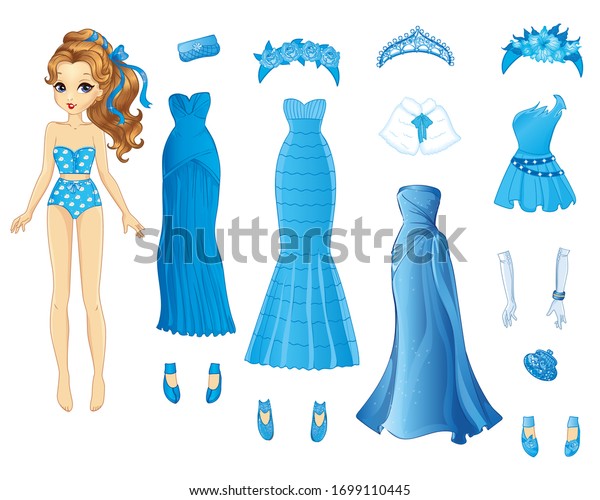 Vector Illustration Paper Doll Ice Princess Stock Vector (Royalty Free ...