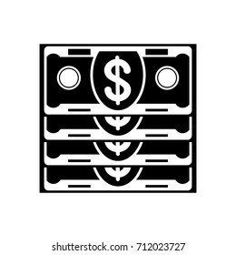 Vector illustration paper dollar cash banknote icon. Business, finance, investment and loans. Isolated on a white background.