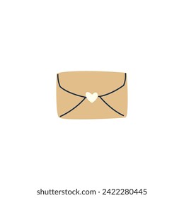 Vector Illustration of paper envelope with heart. Isolated element on a white background