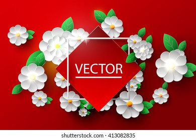 Vector illustration of paper flowers, abstraction.