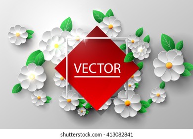 Vector illustration of paper flowers, abstraction.