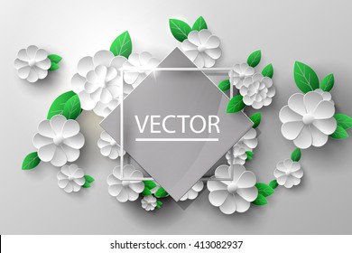 Vector illustration of paper flowers, abstraction.