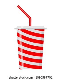 Vector illustration. Paper glass for soda on a white background.