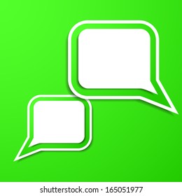 Vector illustration  with  paper green speech bubbles