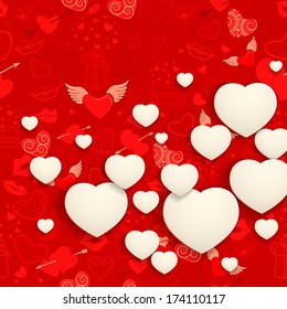 vector illustration of paper heart on love background