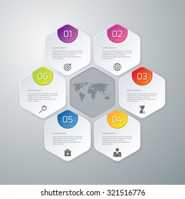 Vector illustration of paper infographics hexagons.