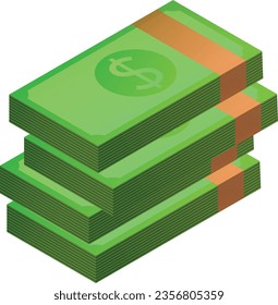 vector illustration of paper money in isometry