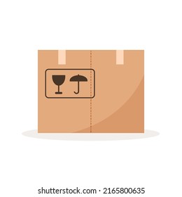 Vector illustration with of paper moving box isolated on white background.