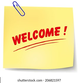 Vector illustration of paper note for welcome concept