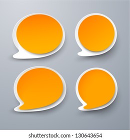 Vector illustration of paper orange rounded speech bubbles. Eps10.