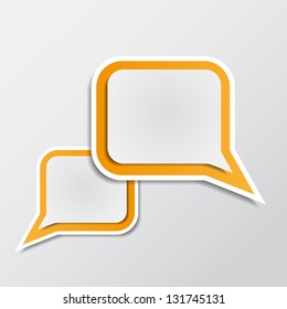 Vector illustration  with  paper orange speech bubbles
