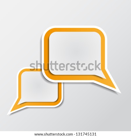 Vector illustration  with  paper orange speech bubbles