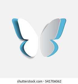 Vector illustration of paper origami blue buttrfly