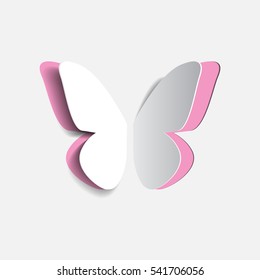 Vector illustration of paper origami pink buttrfly