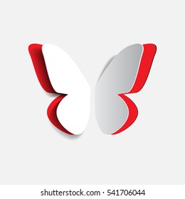 Vector illustration of paper origami red buttrfly