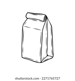 Vector illustration of a paper package in an engraving style. This package is perfect for use in a variety of design projects, including branding, packaging, and advertising.
