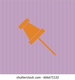 Vector illustration of Paper Pin high quality icon in Orange
